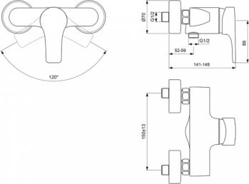 Смеситель для душевой кабины однорукий БЕЗ КОМПЛЕКТА Vidima Стрим BA093AA